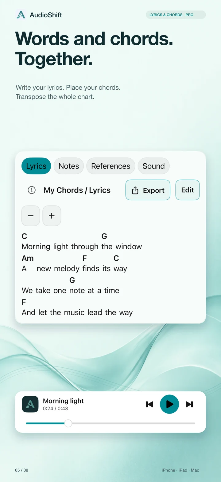 Lyrics & chords — AudioShift